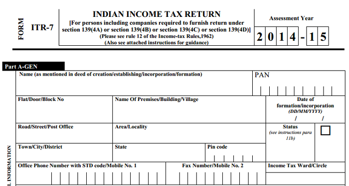 charitable trust income tax return form itr7