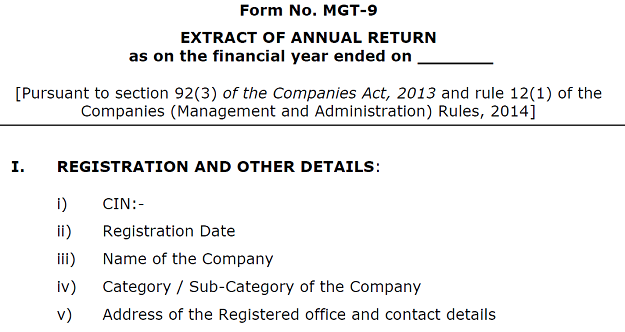 form mgt9 to be attached with company directors report